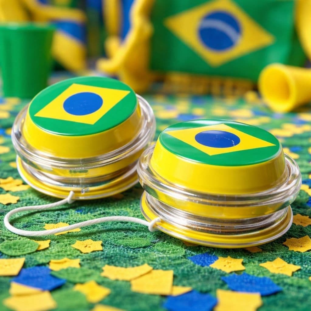 Ioiô Copa do Brasil Brinquedo Diversão Amarelo e Verde Lembrancinha Infantil Ioiô Brasil