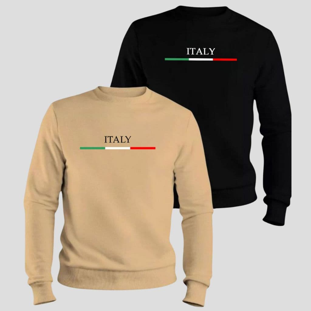 Kit 2 Moletom Masculino Gola Redonda Italy Blusa De Frio Unisex Flanelado
