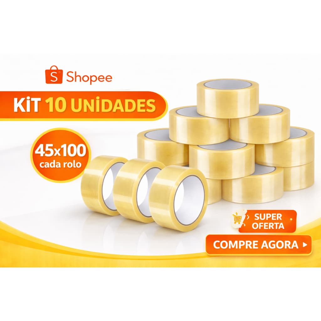Kit 10 / 7 / 5 e 3 Fita Transparente Durex 45X100MT Larga Embala Caixas