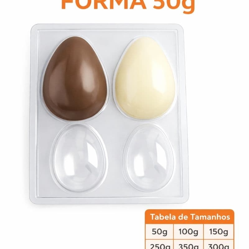 10 forma plastica para ovo de pascoa de 250g a 500g