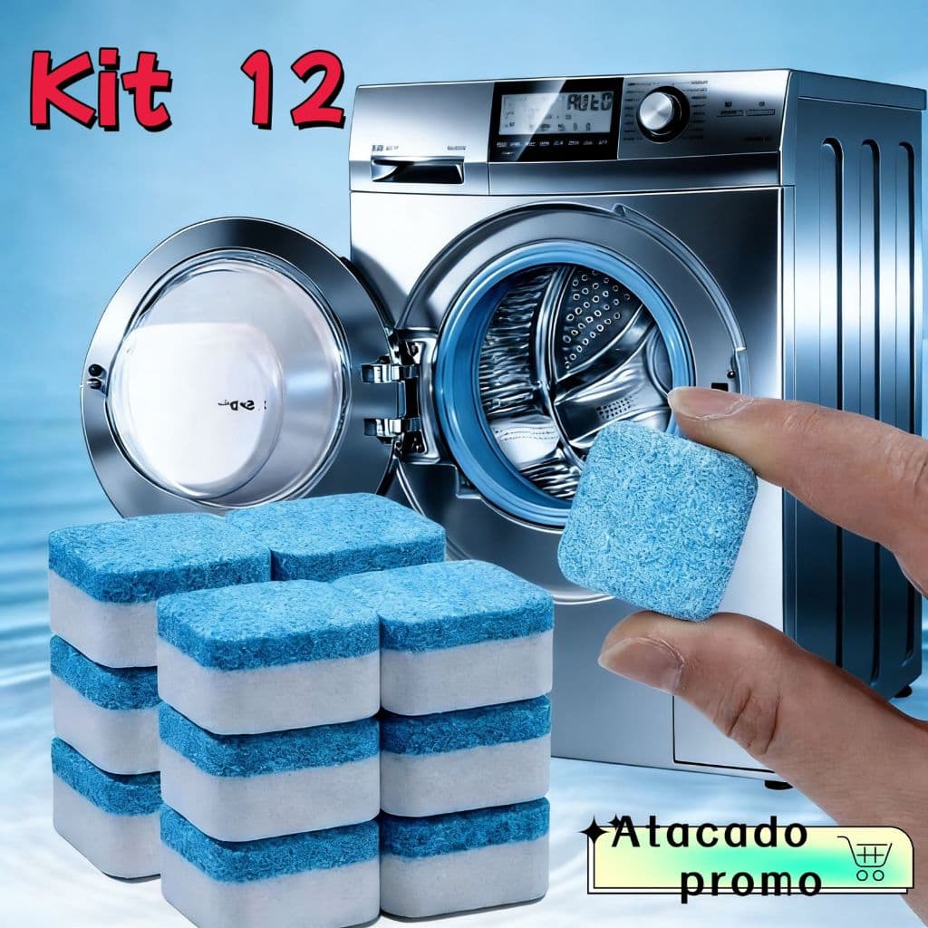 Kit 12 Limpador de máquina de lavar, comprimido efervescente sólido para remover manchas
