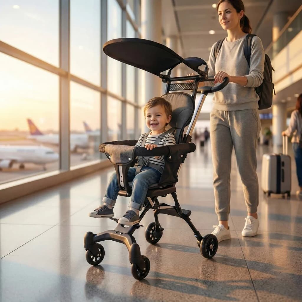 Carrinho de Bebê Portátil Dobrável Ultra Compacto - Ideal para Viagem e Avião