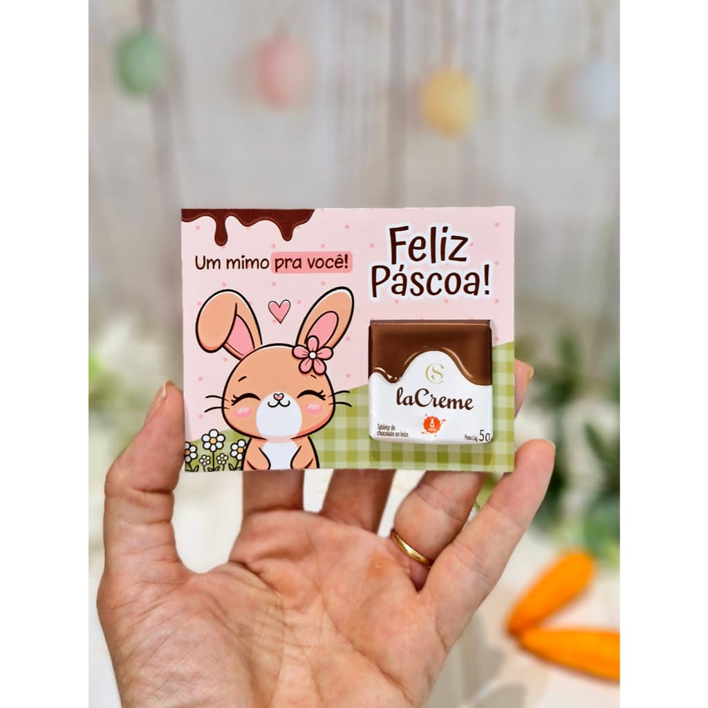 30 Cartões Cards para Chocolate La Creme Mimos Brindes Páscoa - Não Acompanha o Chocolate