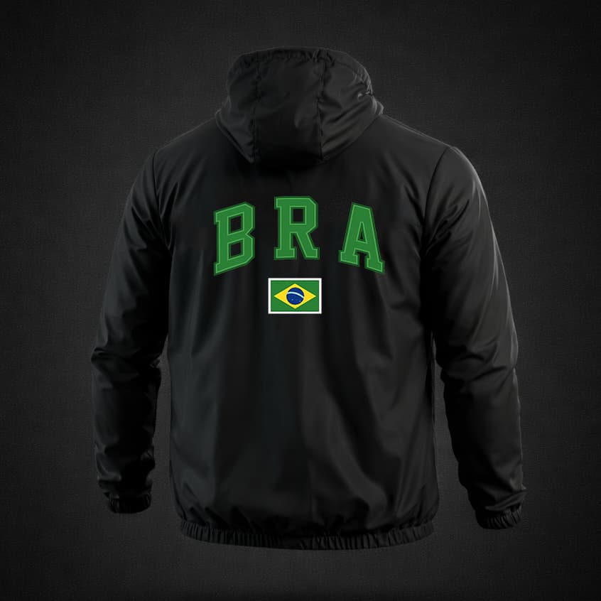 Jaqueta Corta-Vento Masculina Brasil Bandeira Copa Blusa de Frio Feminina Gola Alta Lançamento
