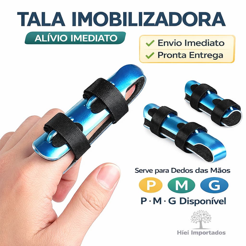 Tala Imobilizadora para Dedos Proteção Fraturas Dor Lesão Ajustável Ortopédica Contusão