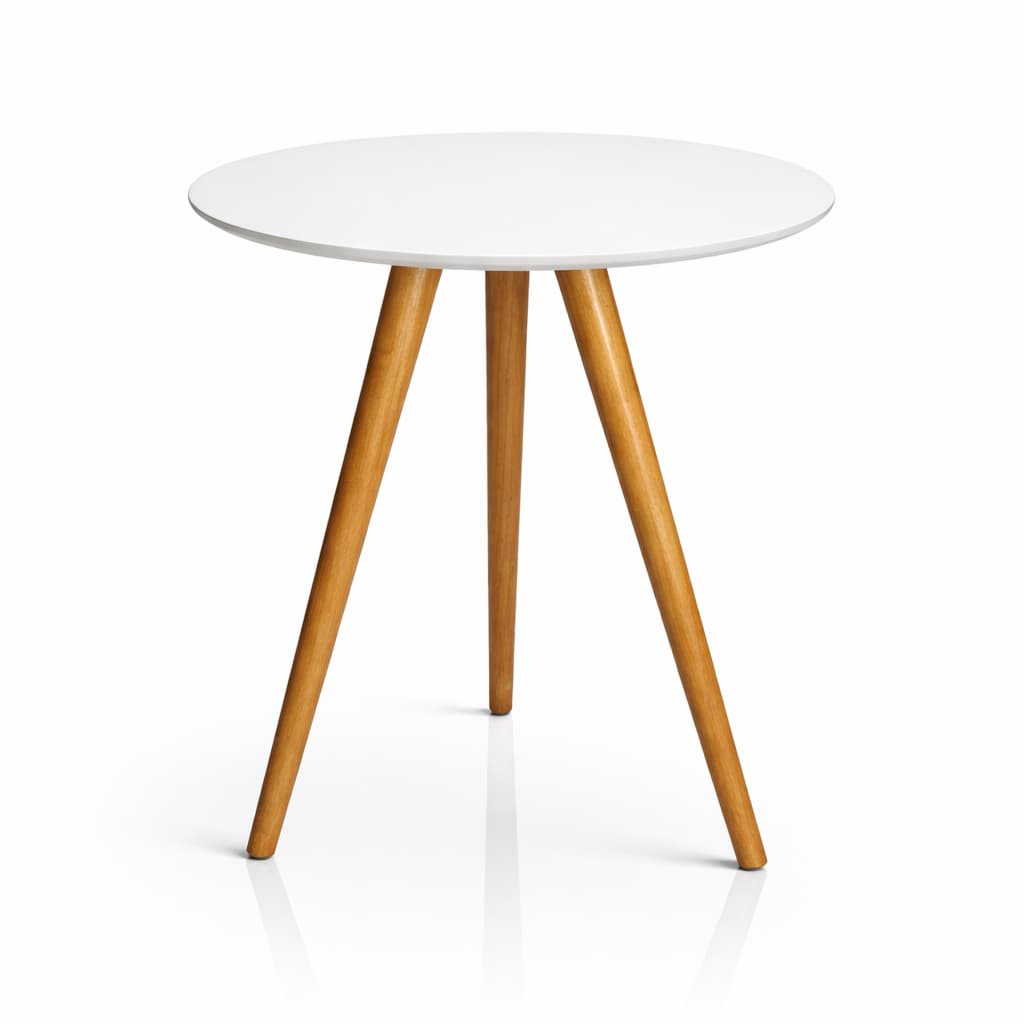 Mesa de Apoio MDF Redonda Mesa de Canto 45x70cm Branco Pé Palito Decorativo Sala Quarto Apartamento Apoio Util Moderno