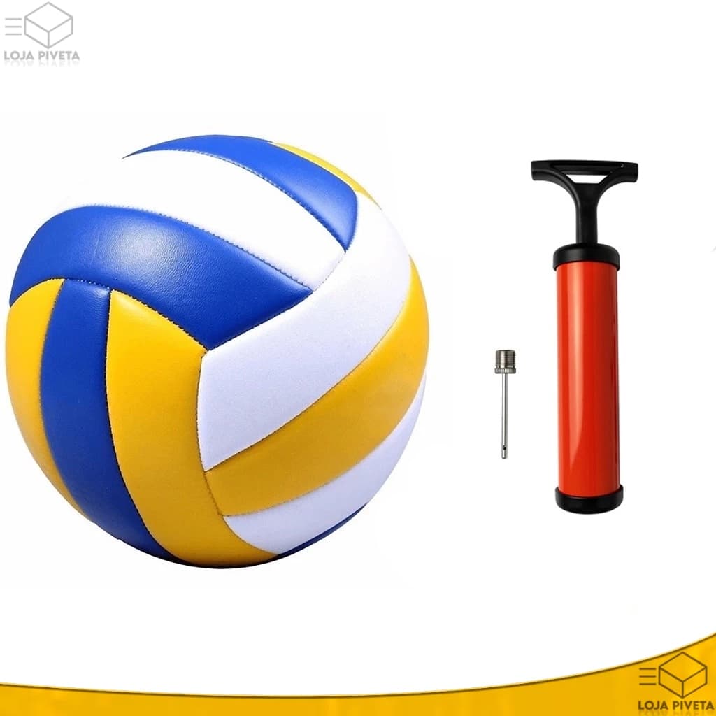 Bola de Volei ou Bomba de Encher Ar Profissional Quadra Praia Areia Voleibol 22cm Tamanho Oficial