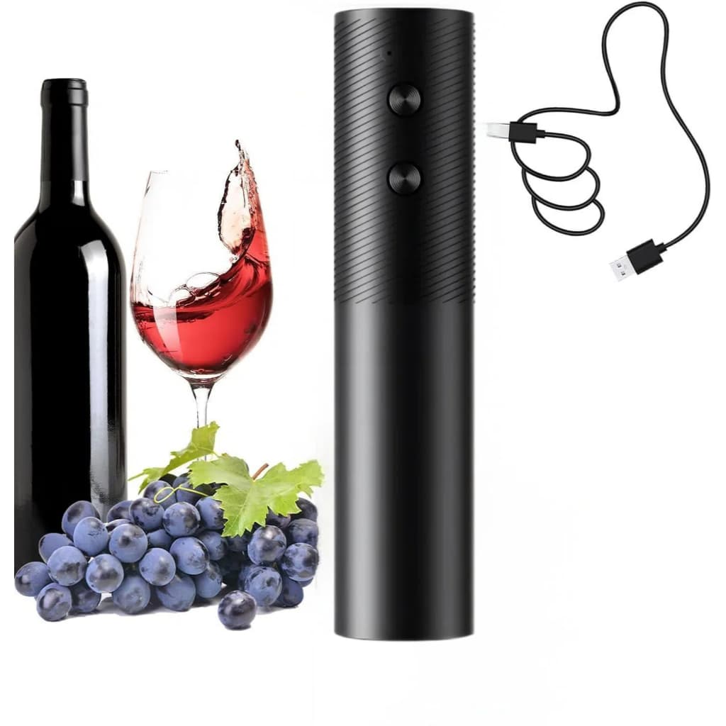 Abridor de Vinho Elétrico Automático Recarregável USB - Saca Rolhas Prático sem Esforço com