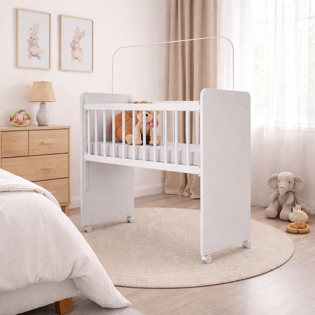 Mini Berço Infantil Com Rodízios e Colchão Ternurinha Branco - Navega Móveis