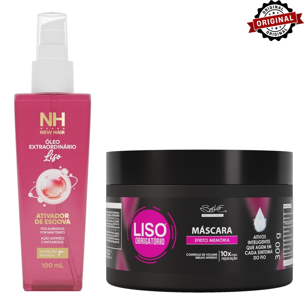 Óleo Liso Extraordinário 100ml NEW HAIR + Máscara Liso Obrigatório 300g BELKIT