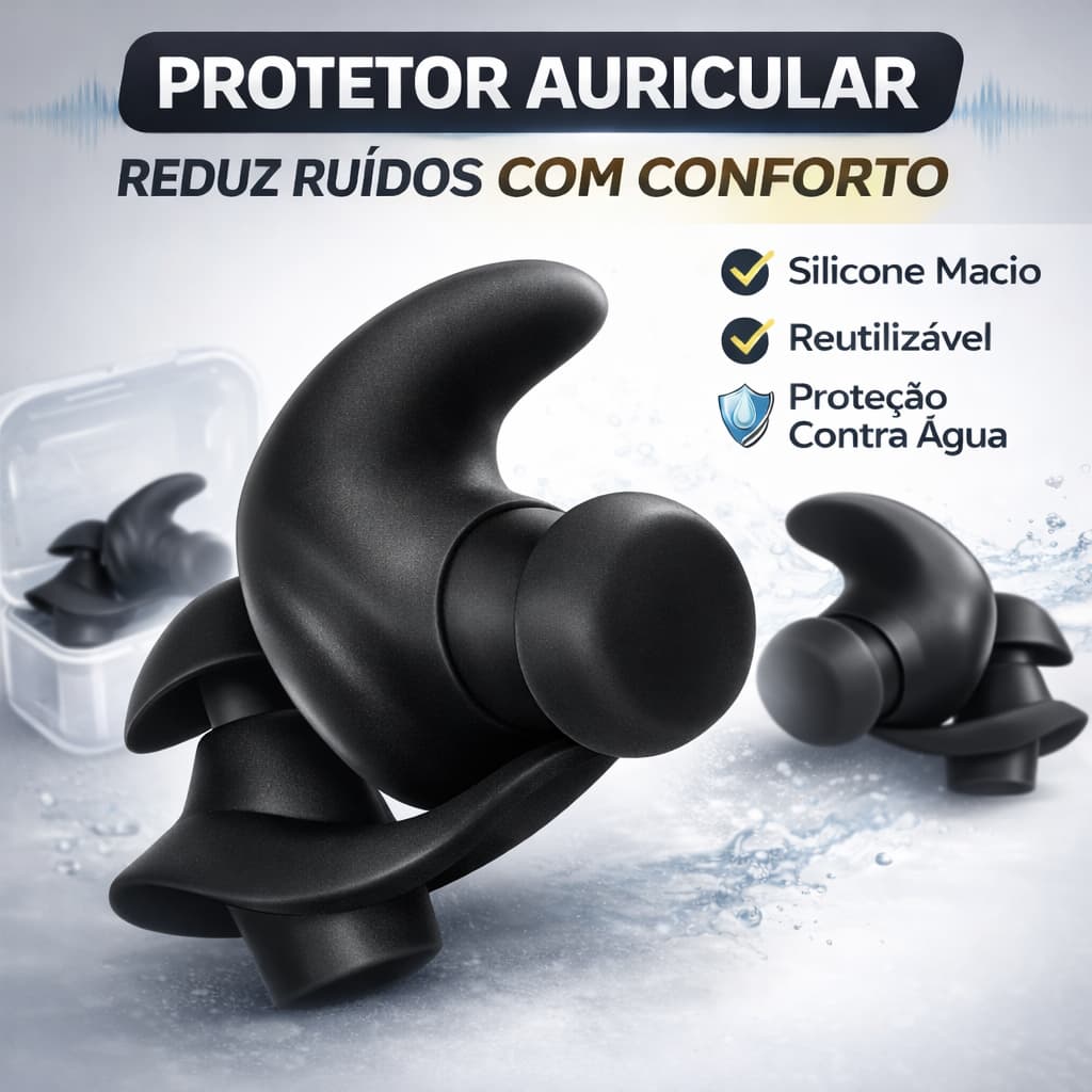 Abafador de Ouvido Silicone Reutilizável Para Dormir Estudar Protetor Auricular