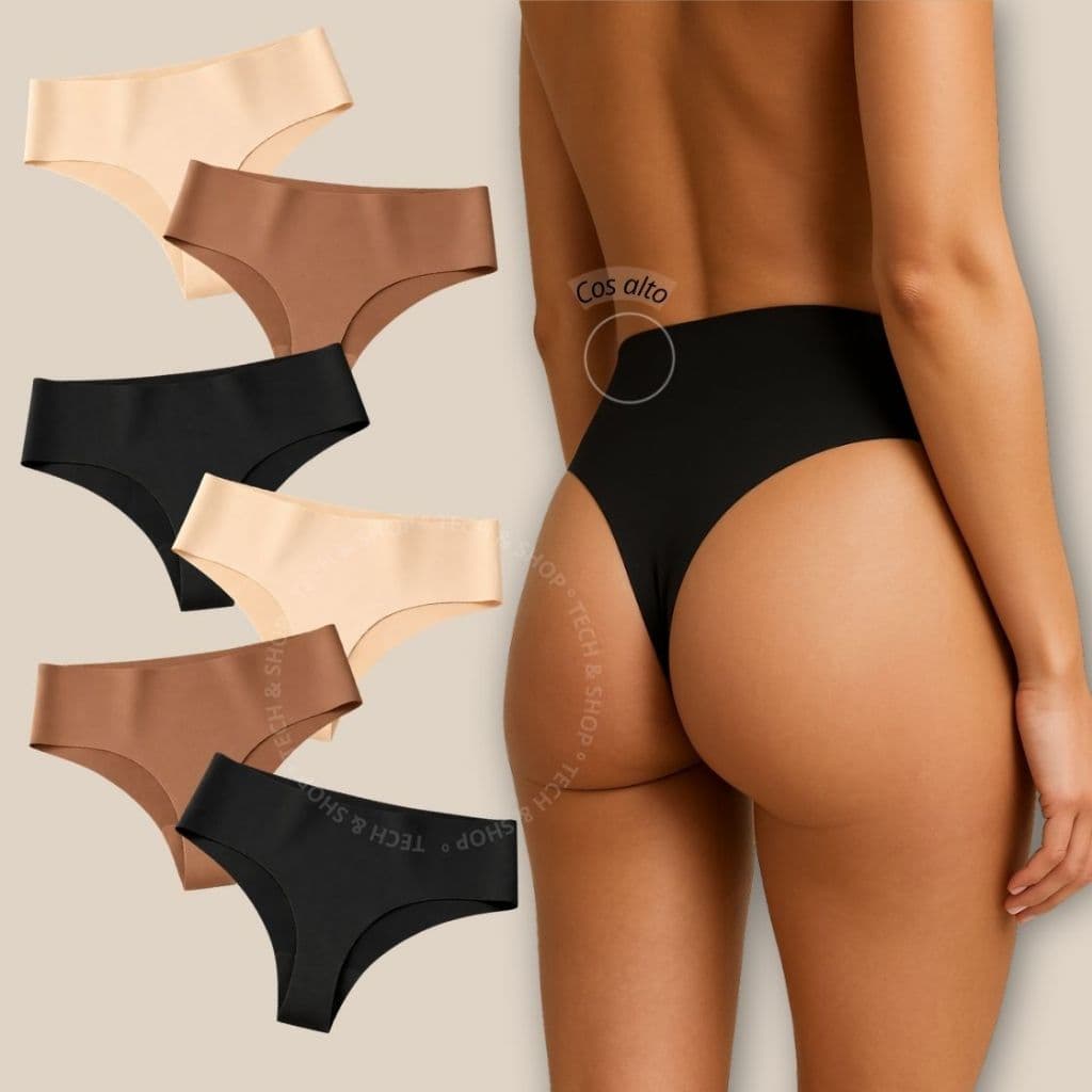 Kit 10,8,5 ou 3 Calcinhas Cós Alto Fio Corte a Laser Sem Costura Modeladora Poliamida Premium