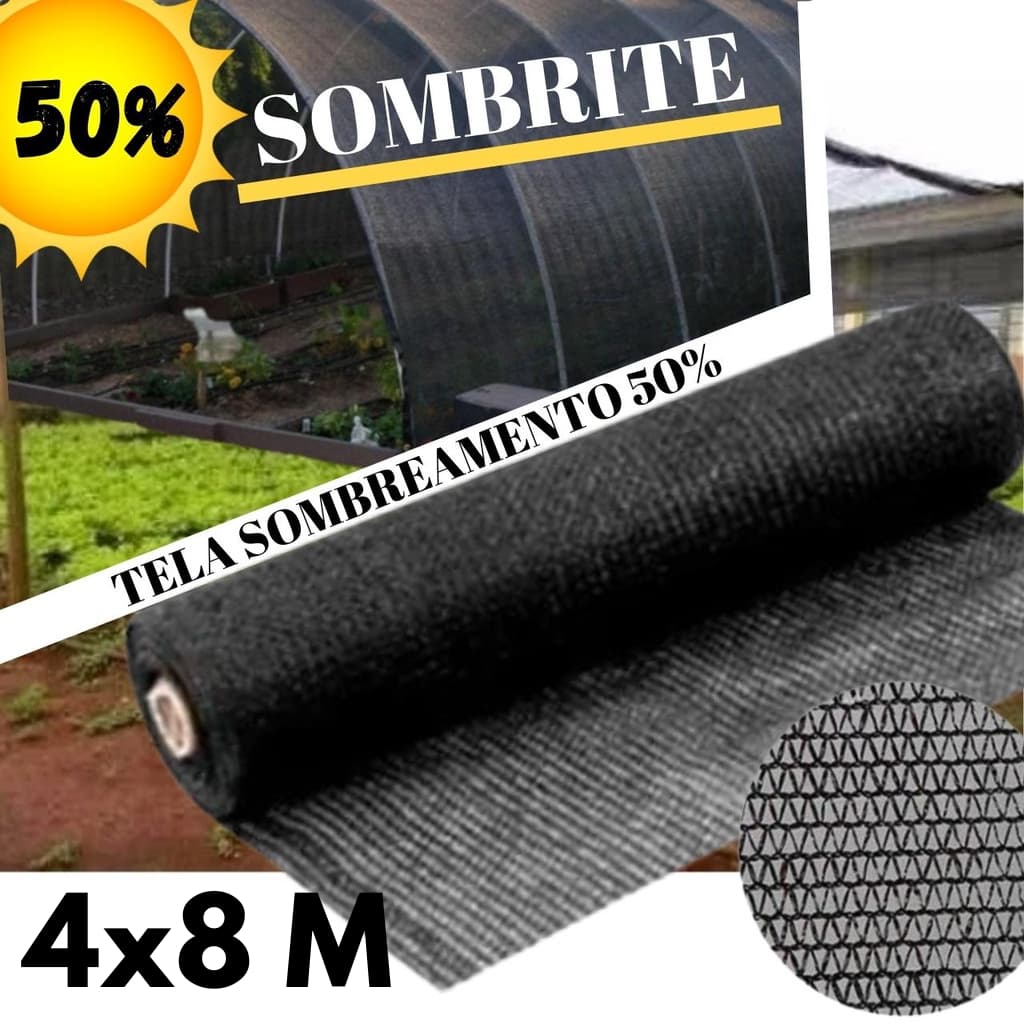 Sombrite 50% 4x8 Metros para Horta Jardim Estufa Viveiro Proteção UV Alta Resistência Sombreamento
