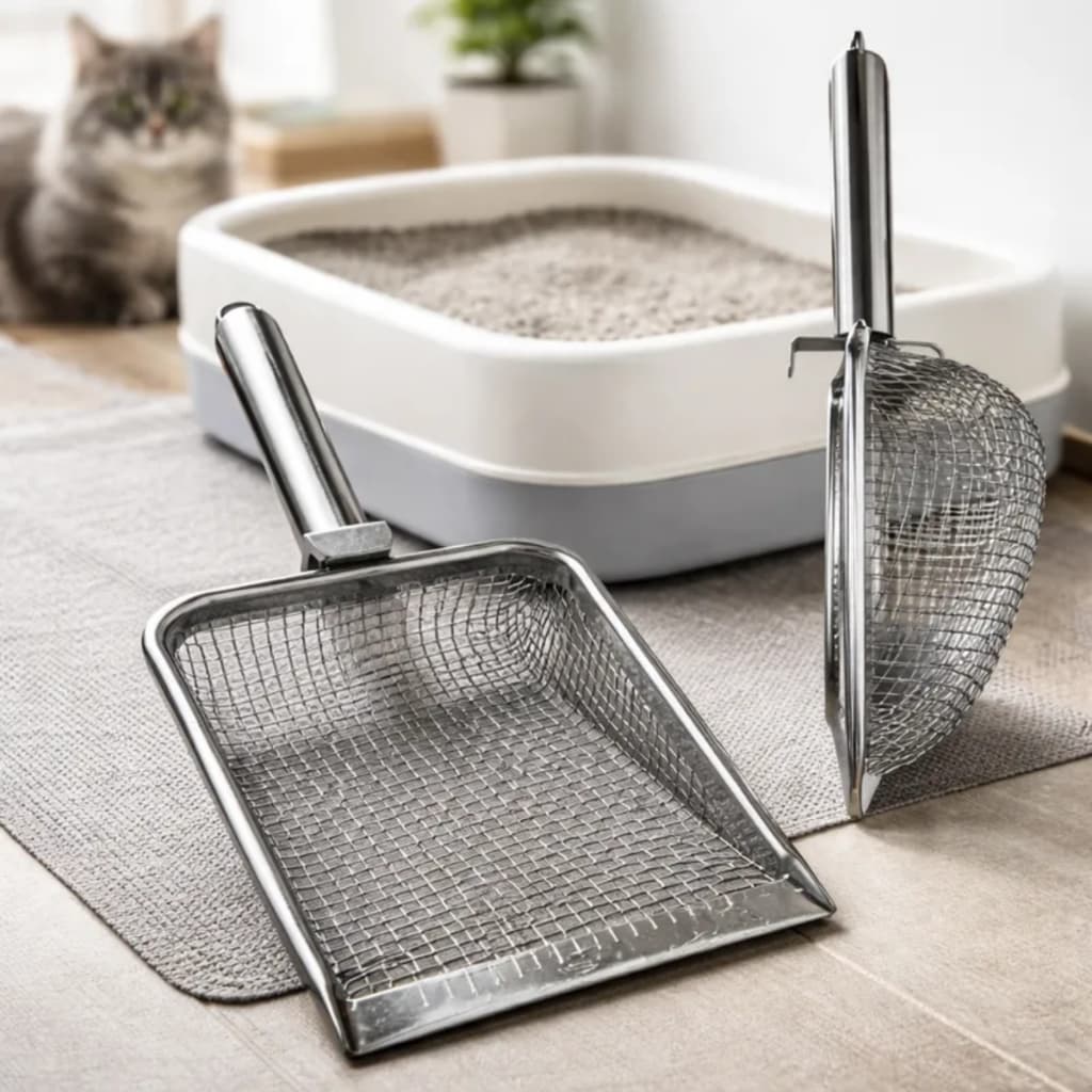 Pá Coletora Higiênica De Areia Para Gatos Aço Inox