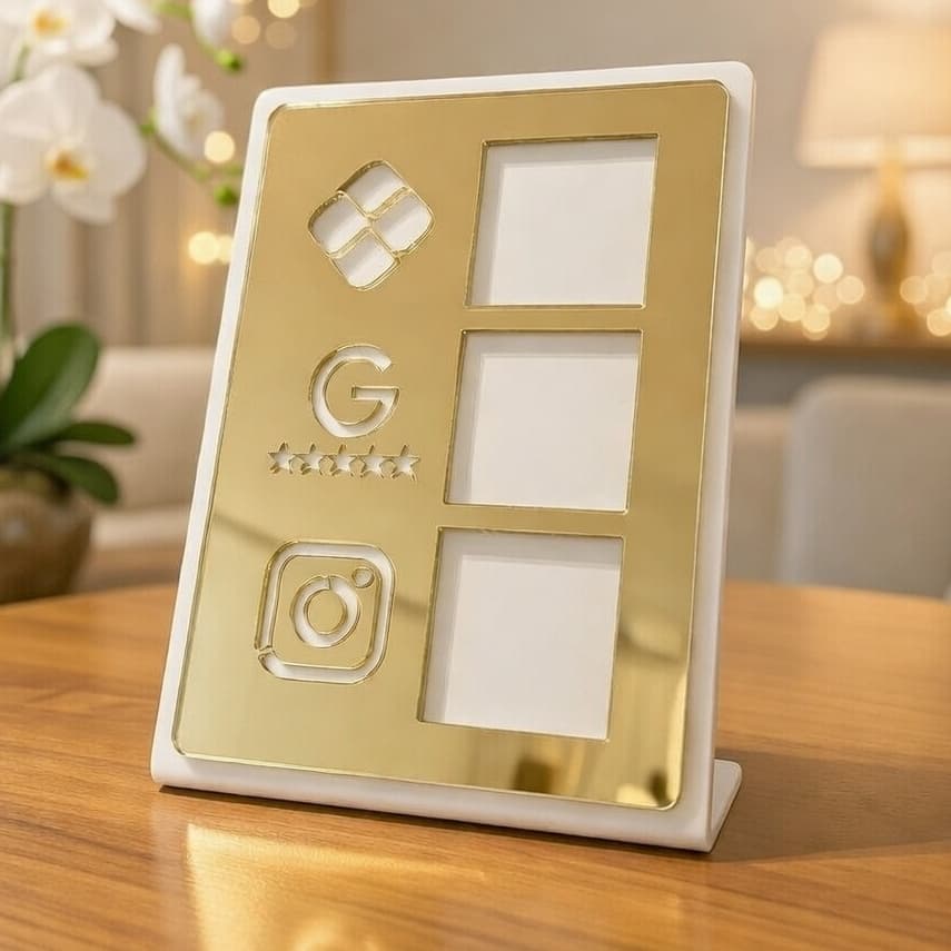 Placa PIX Avaliação Google Instagram 3 em 1 Display Interativo