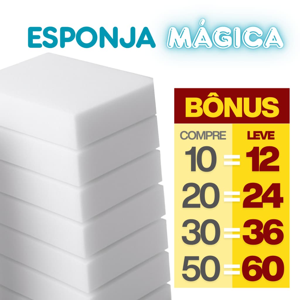 Kit Esponjas Mágica Branca Bucha Tira Manchas Riscos de Parede Bucha Melamina Limpeza Pesada
