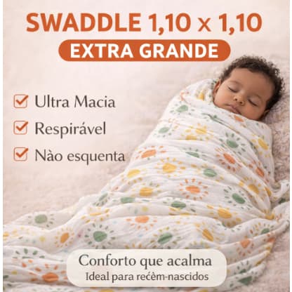 Cueiro Bebê Algodão Bambu Soft Swaddle 110x110cm Manta Extra Macia Enxoval Maternidade Premium Luxo