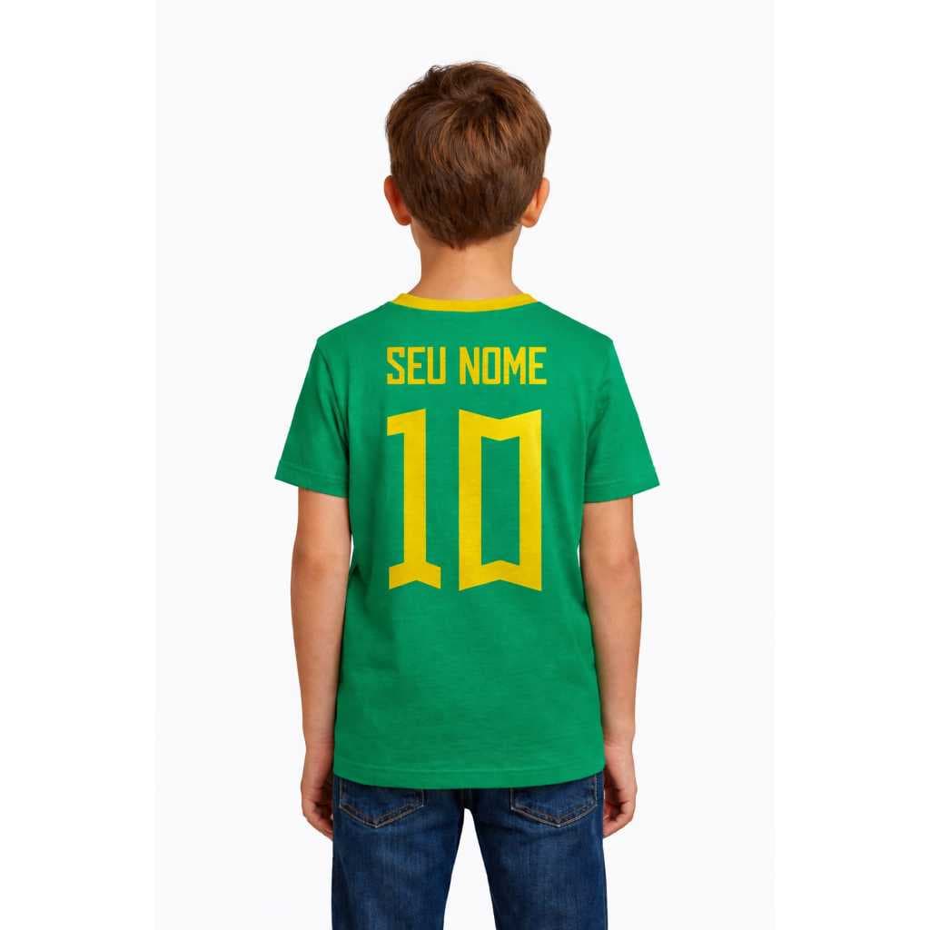 Camiseta Do Brasil Infantil Unissex Estampa Personalizada Malha 100% Algodão Confortável