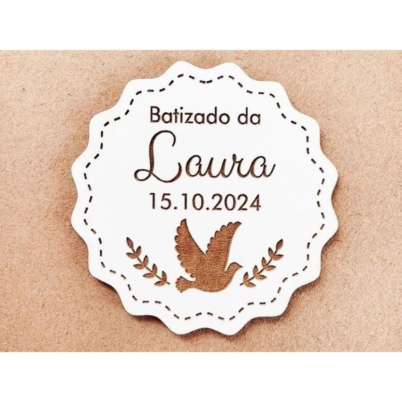 Imã de geladeira em MDF 5cm personalizado, lembrancinha, batizado