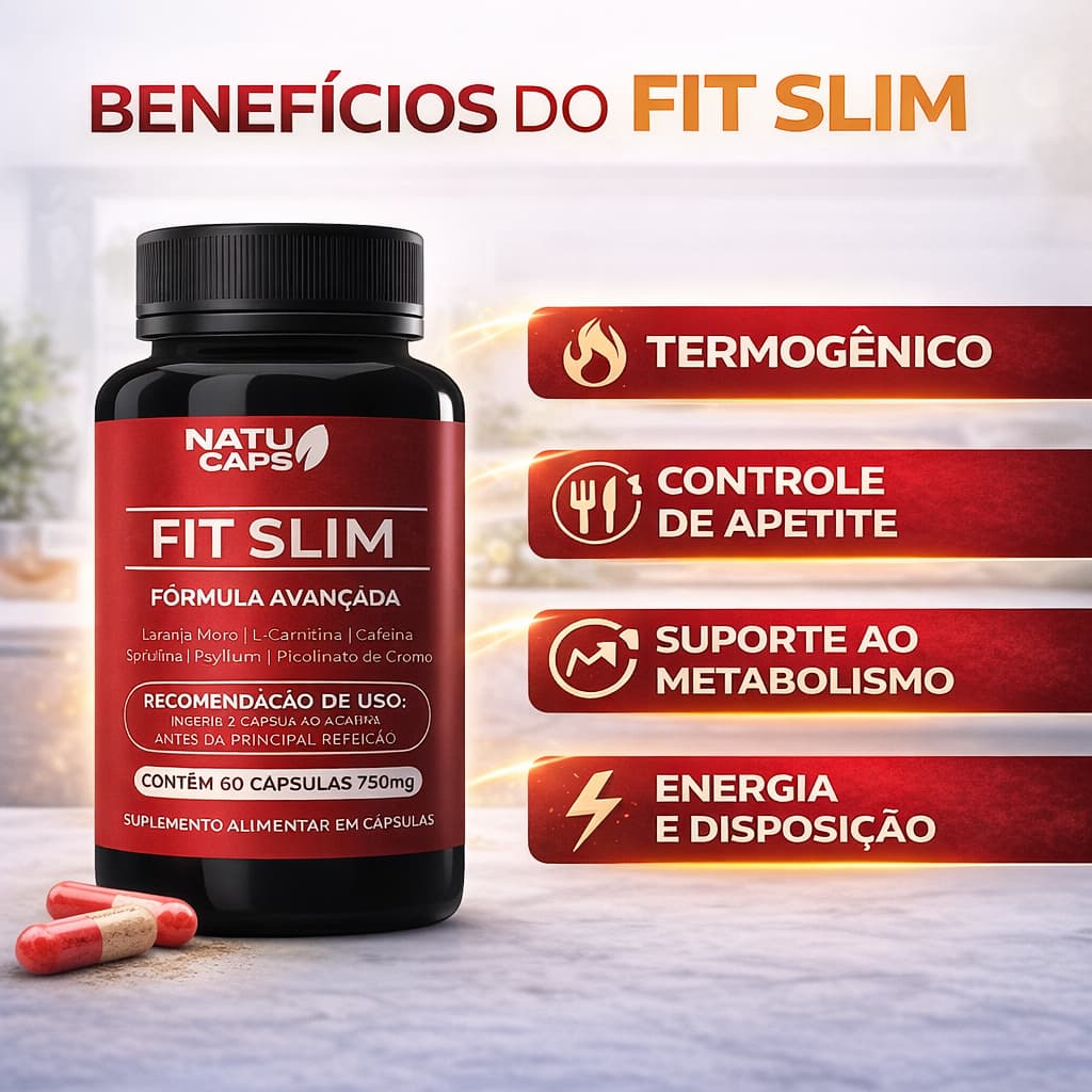 Fit Slim • Suplemento Alimentar • 60 Cápsulas por Pote | Energia Disposição Fitness Academia