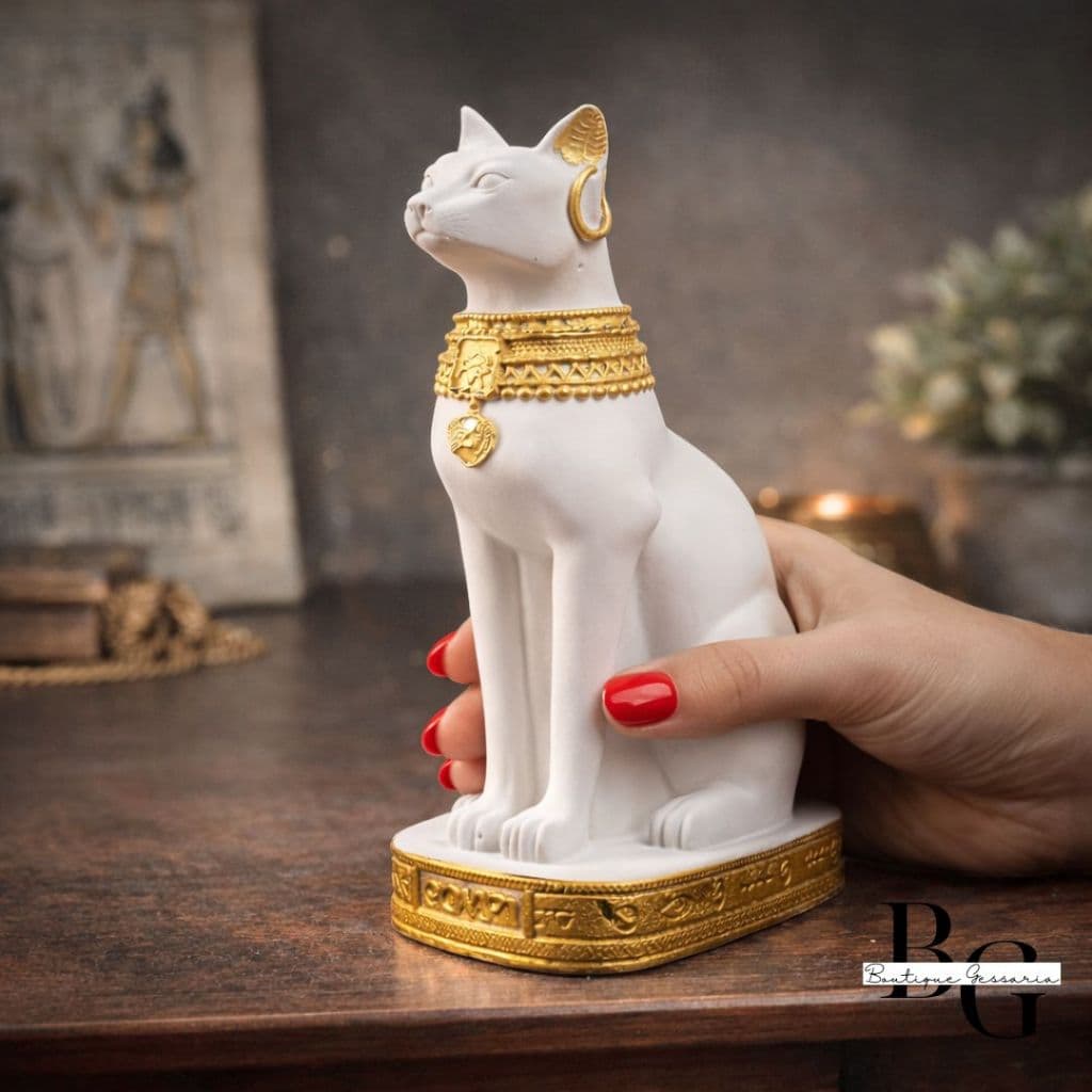 Estatueta Gato Egípcio Bastet 17cm Decoração Mística Luxo