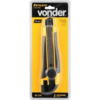 Estilete Emborrachado Vonder 18mm com Trava e Lâmina Extra ES-218