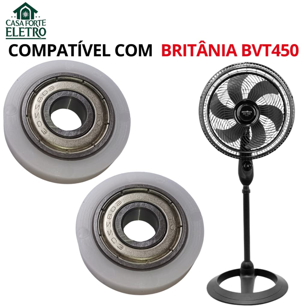 2 Rolamentos 608 + 2 Suportes para Ventilador Britânia BVT450 Maxx Force 160W Alta qualidade