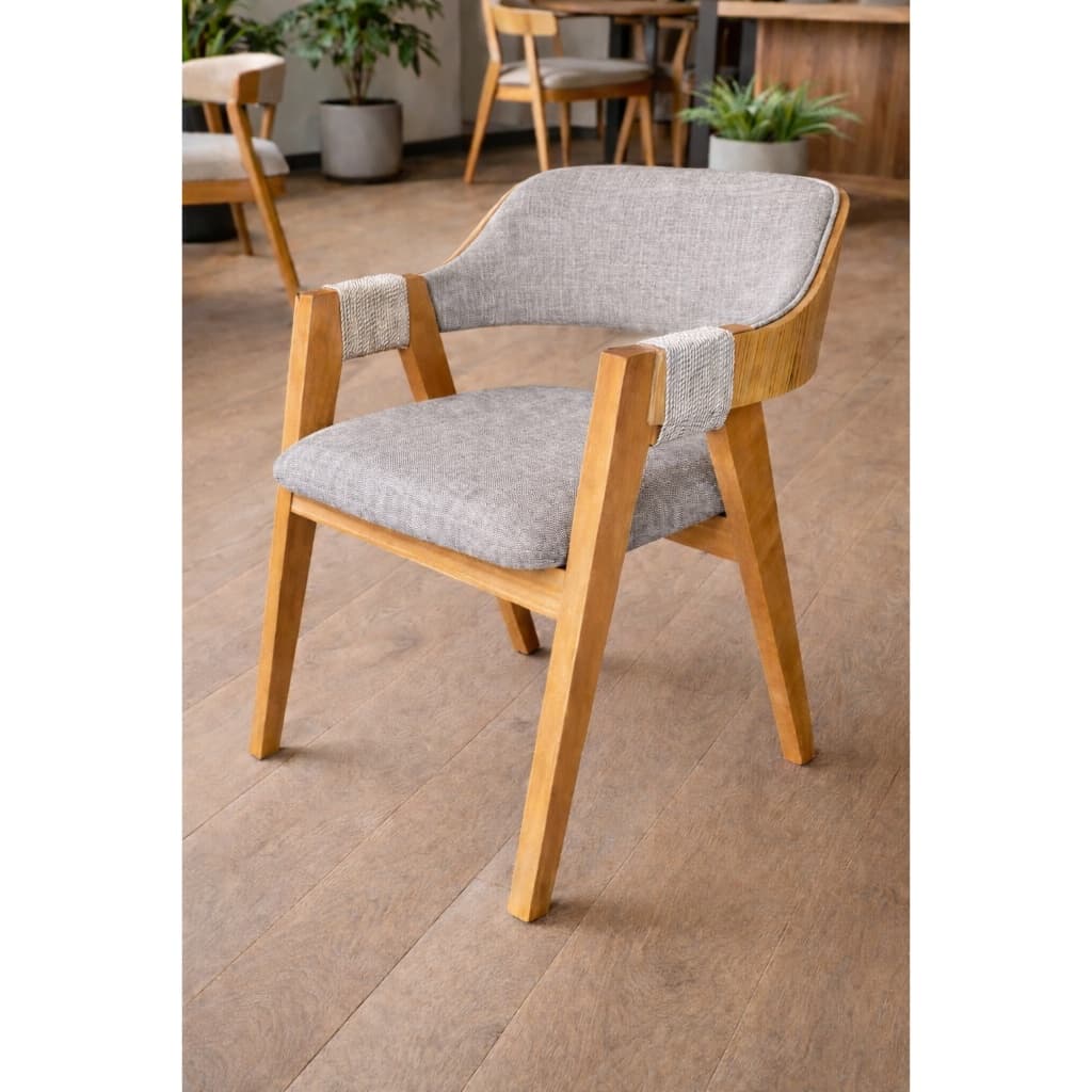 Cadeira Sala de Jantar com Encosto Laminado de Madeira de Carvalho