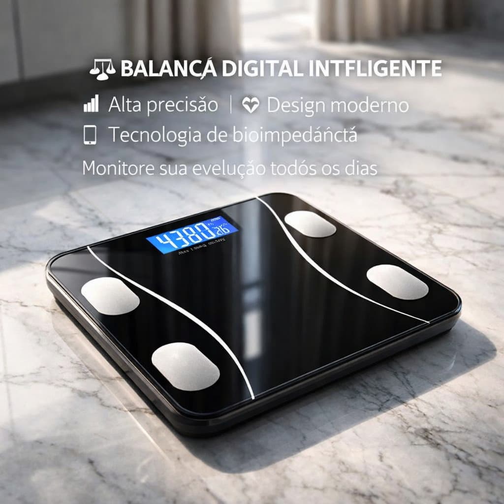 Balança Bioimpedância Digital Medidora Corporal Aplicativo Bluetooth USB Fitness 180kgProfissional