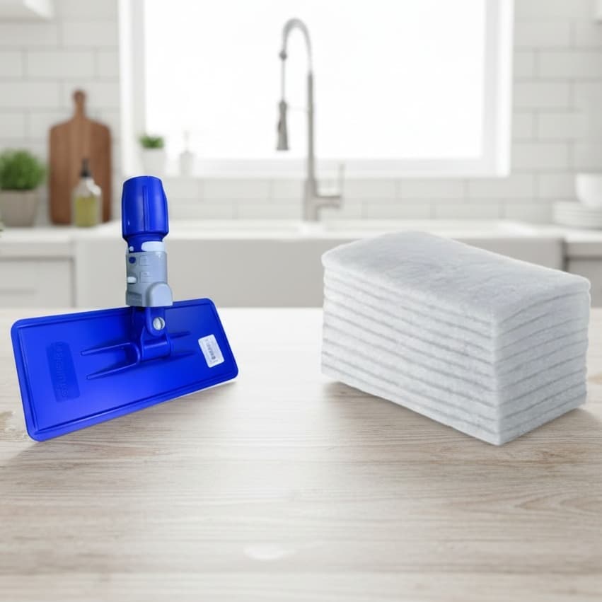 Kit Suporte LT Bralimpia Articulado Limpa Tudo Vidros Espelhos com 10 Fibras Brancas Macias Nobre