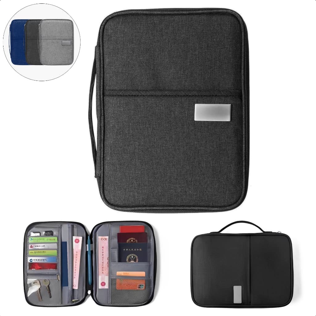 Case Organizador Carteira Para 6 a 7 Passaportes Tamanho Família Impermeável Com Alça de Mão Grande