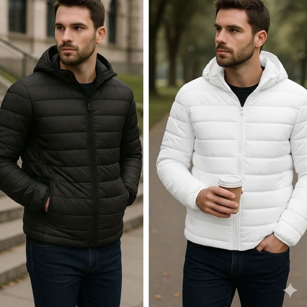 Jaqueta Bobojaco Impermeável Becker Nylon Puffer Masculino com Bolsos e CapuzJaqueta Puffer Feminina Inverno Forrada Cap