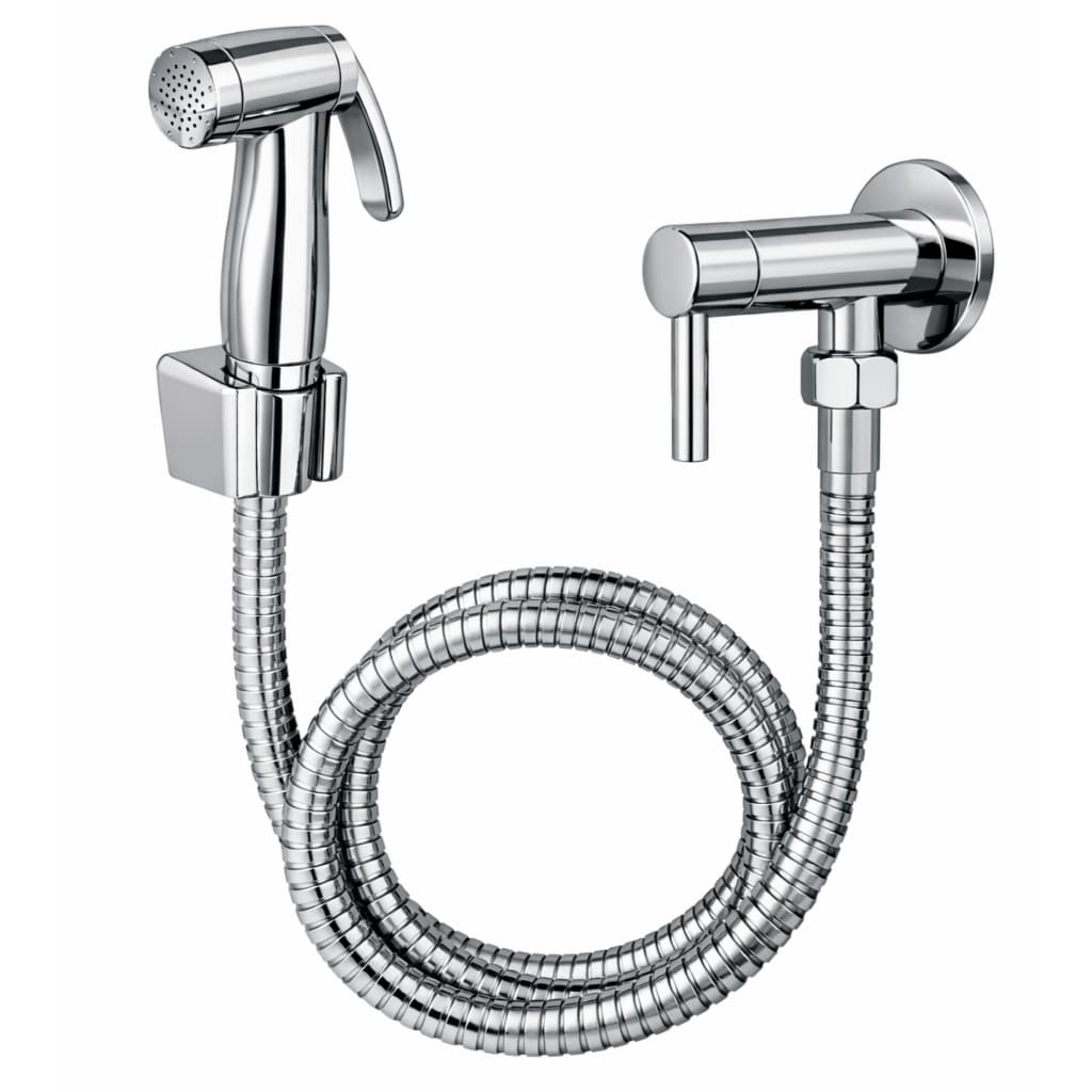 Ducha Higiênica Abs Cromada Chuveiro Íntimo Registro 1 /4 Volta Ducha em ABS e Mangueira em Inox