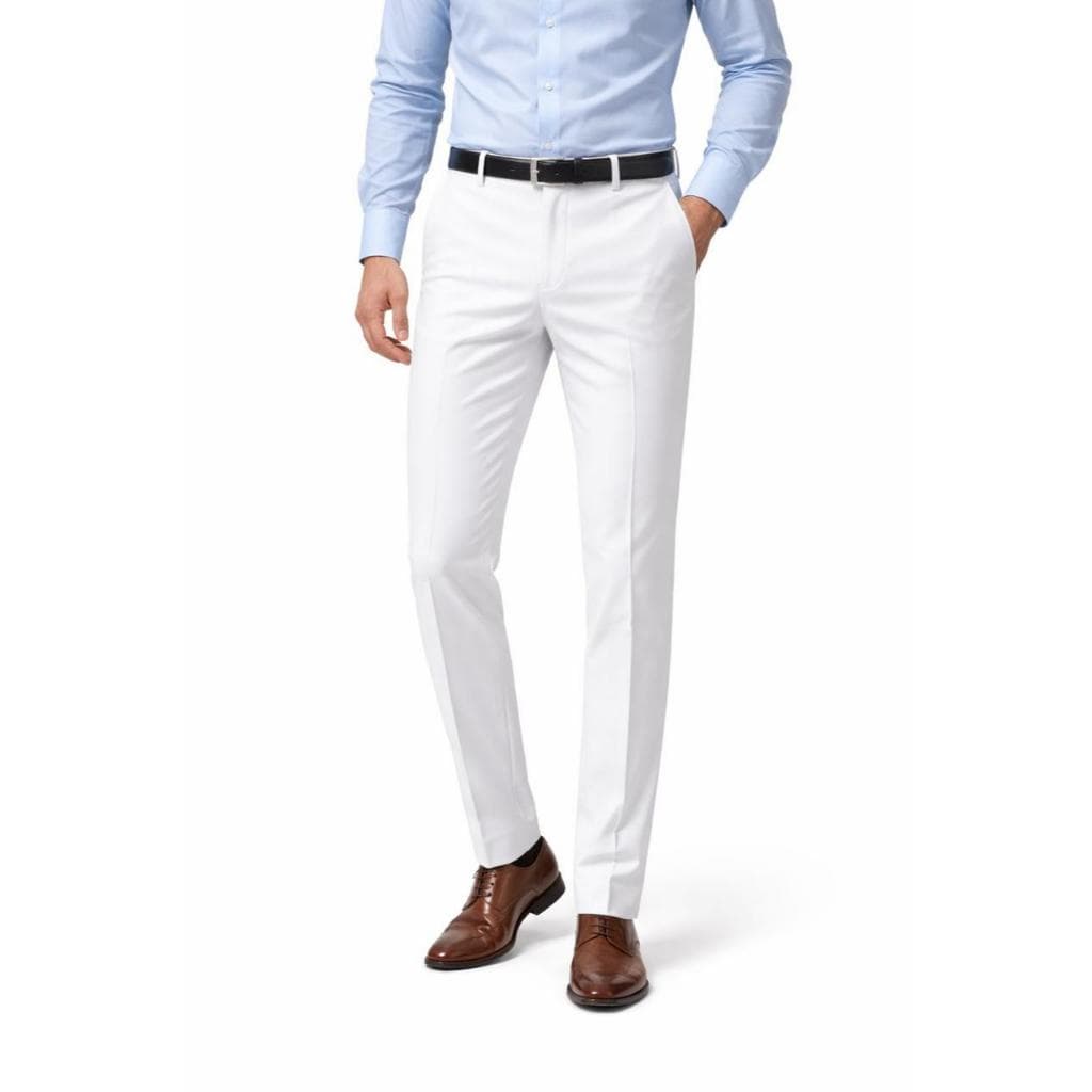 Calça Social Branca Masculina Alfaiataria Slim Oxford Premium Enfermeiros, Dentistas