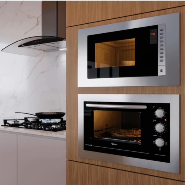 Kit Micro-ondas de Embutir 25L E Forno Elétrico de Embutir 48L Fischer Inox