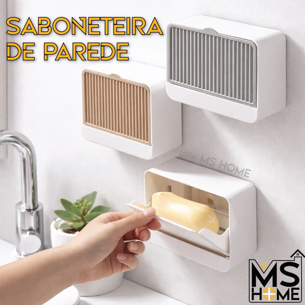 Saboneteira de  Parede para Banheiro - Suporte Fixação Com Adesivo - Porta Sabão - Com Dreno