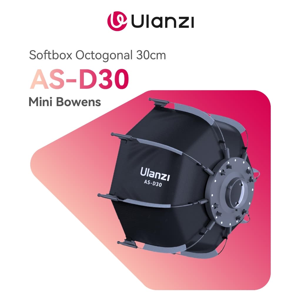 ULANZI AS-D30 Softbox Octogonal 30cm Mini Bowens com Bolsa Portátil