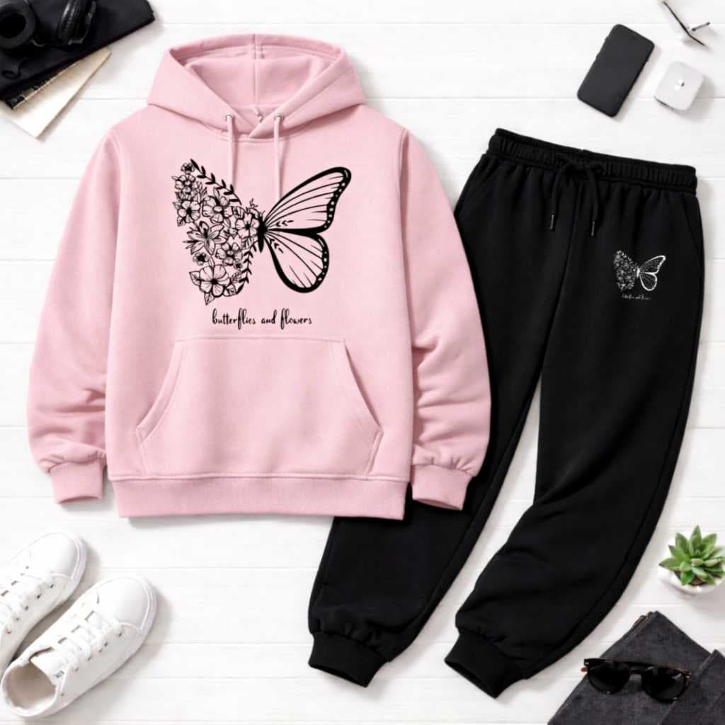 Conjunto de Moletom Blusa e Calça Abrigo Inverno Estampado Butter Moda