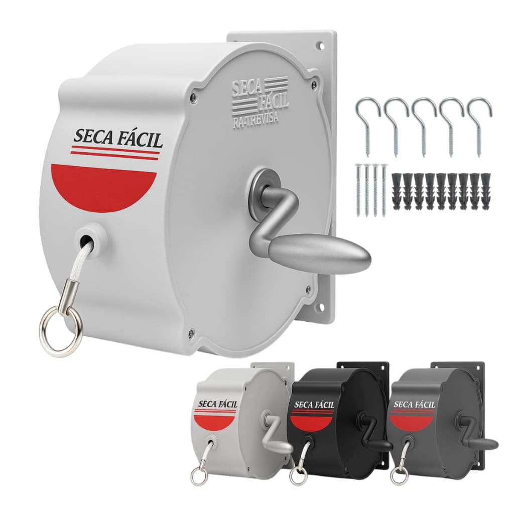 Varal Retrátil Recolhível Parede Seca Fácil 30m casa apartamento