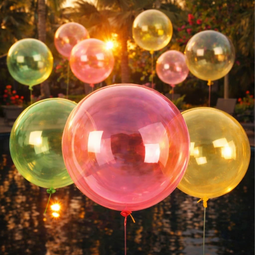 Kit Balão Bubble Bobo Transparente Colorido 24" (60cm) - Decoração de Festa - Pronta Entrega