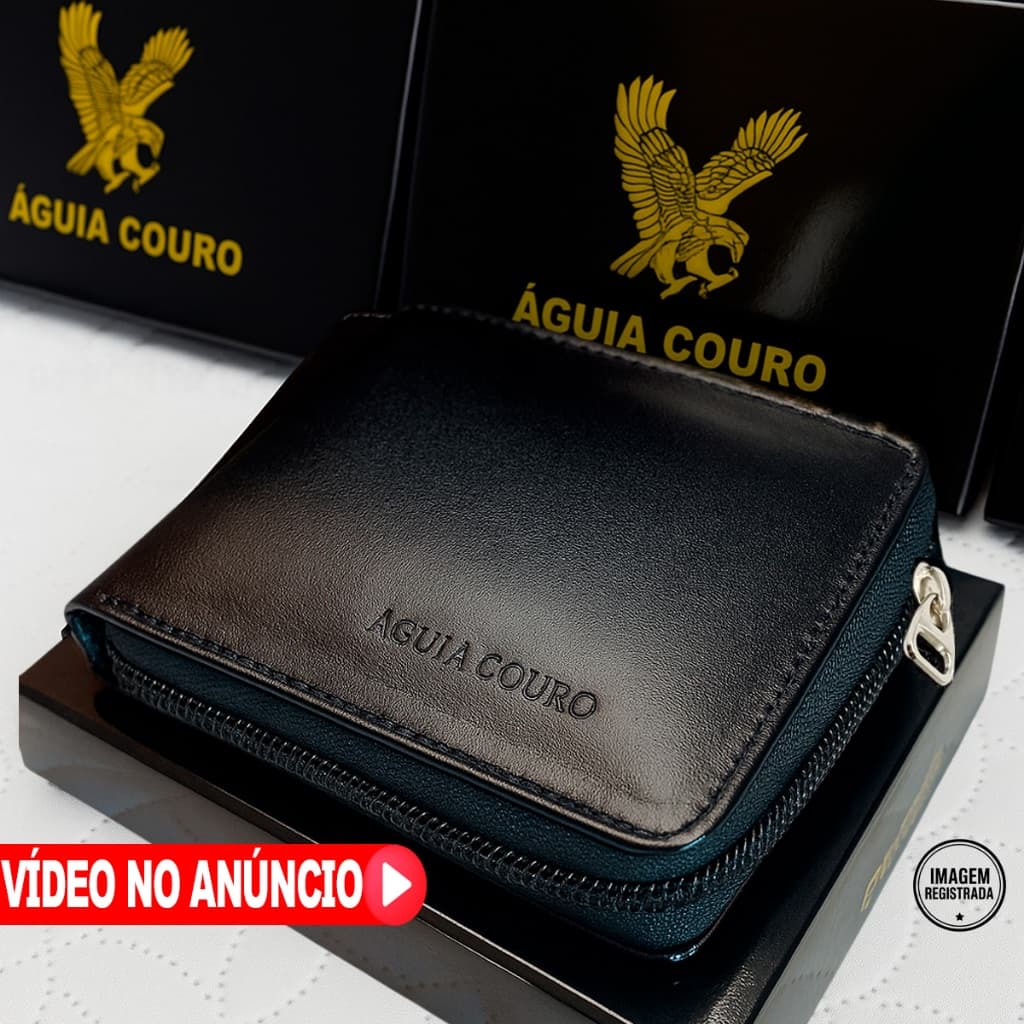 carteira masculina couro legítimo a mais completa do mercado carteira masculina couro com ziper Preta