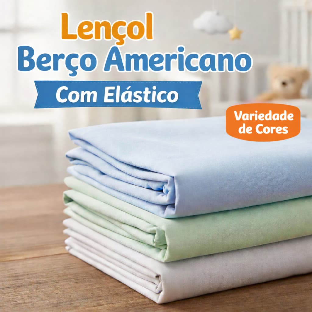 Kit 3 Lençóis Avulso Berço Americano Micropercal 400 Fios – Elástico Em Toda Volta