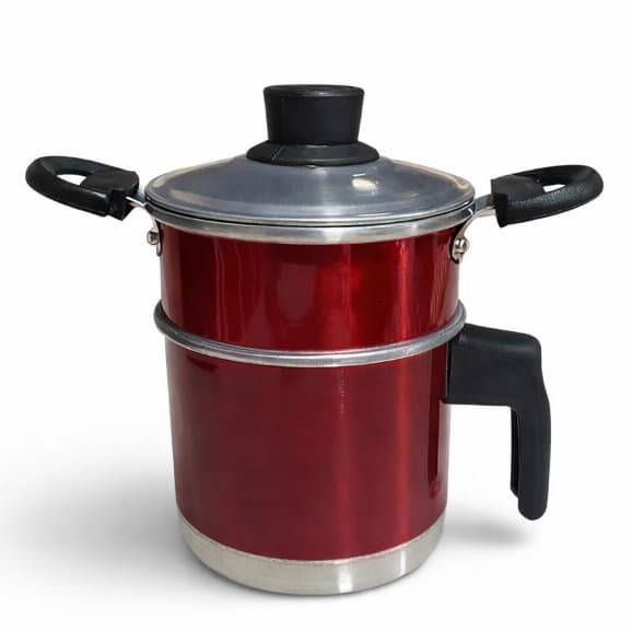 Cuscuzeira 3 em 1 Alumínio com Leiteira Panela a Vapor Cabo Antitérmico