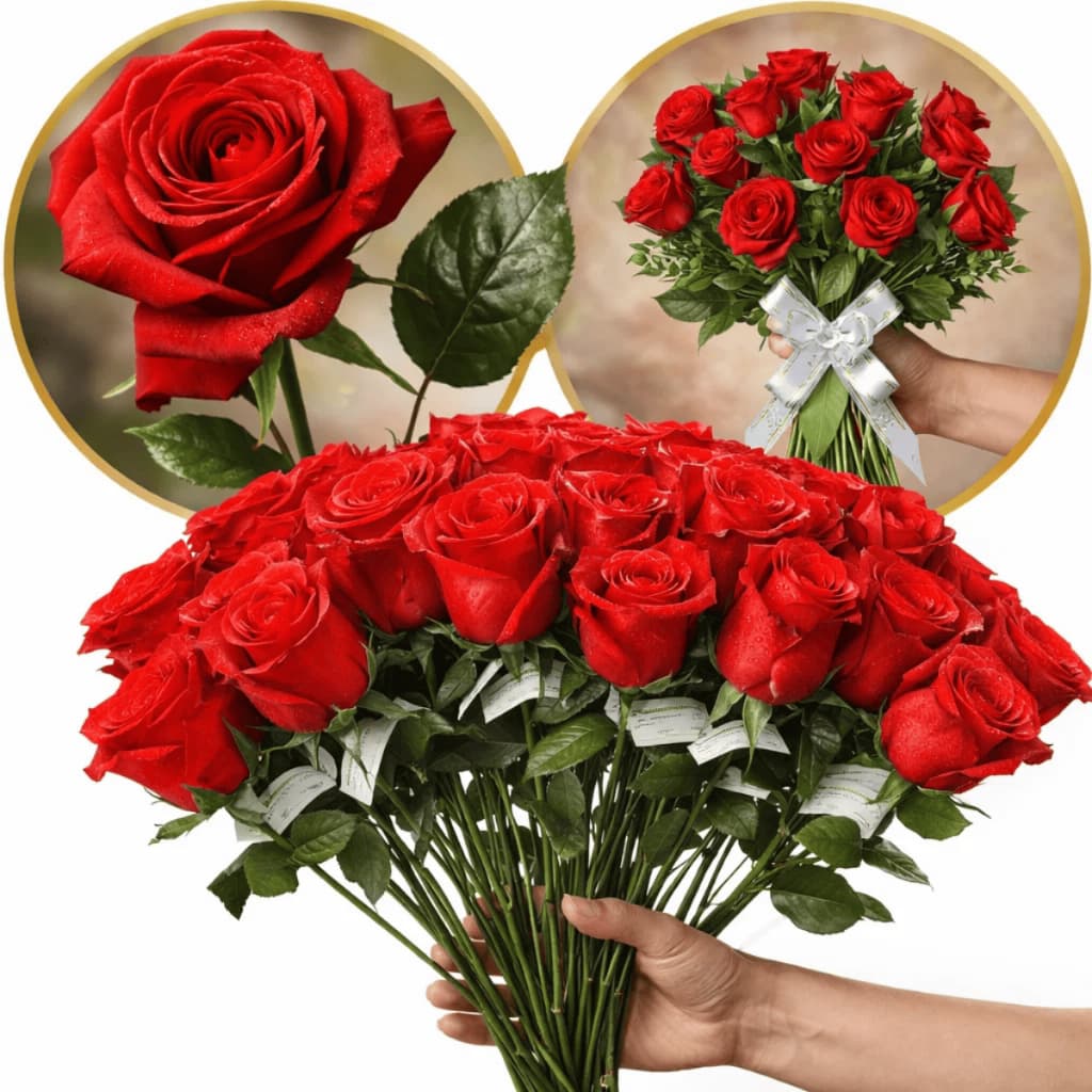 Kit De 05 Até 30 Rosas Artificiais Realistas Presente Dia das Mães Decoração Elegante Namorada