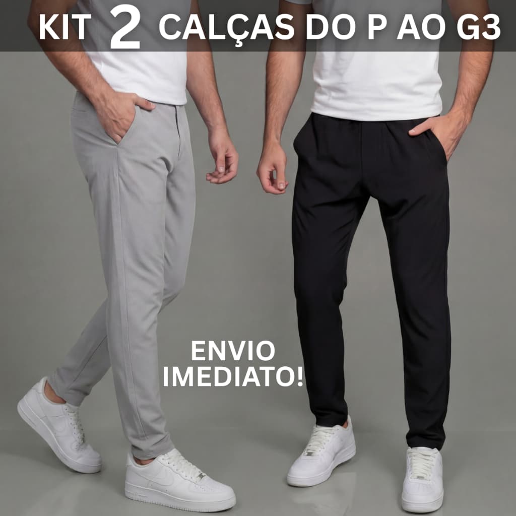 Kit 2 Calça Masculina Tactel Com Elastano Premium Para Academia e Dia a Dia PlusSize