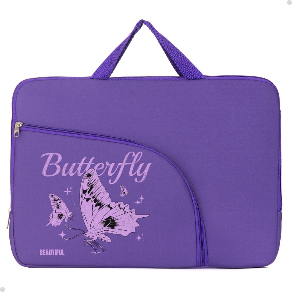 Case Notebook Reforçada Com Bolso Estampa Borboleta Elegante