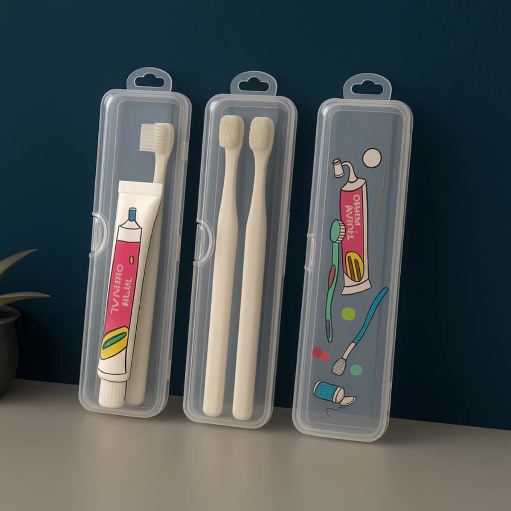 Kit 3 Estojos de Viagem para Escova de Dentes, Porta-Escova Portátil Transparente