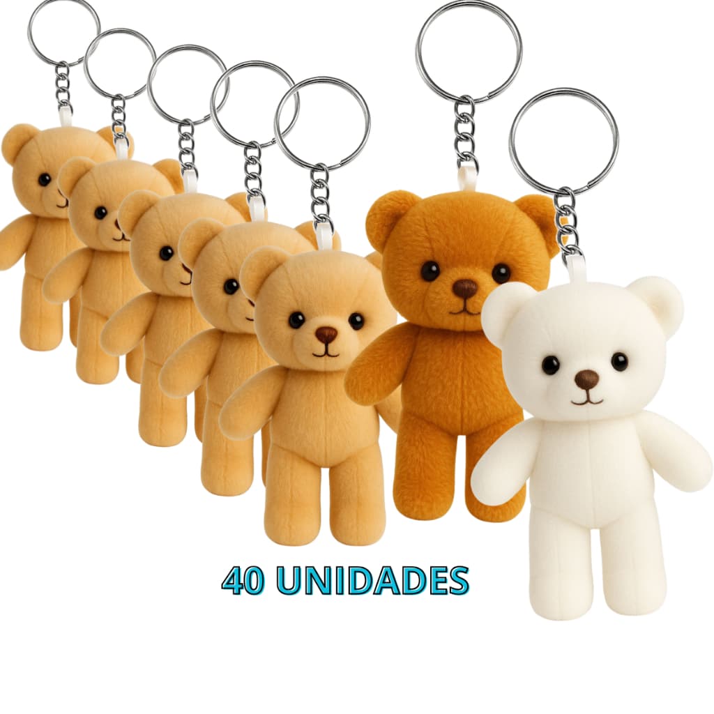 Chaveiro Ursinho Fofo 40 Unidades Acessório Para Bolsa Mochila Lembrancinhas