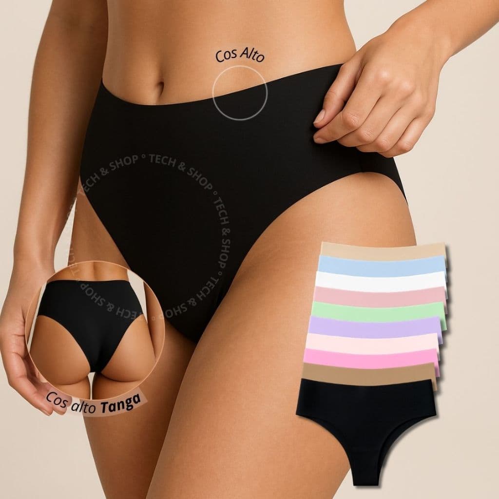 Kit 8,5 ou 3 Calcinhas Cós Alto Tanga Modeladora Não Marca Sem Costura Qualidade Premium