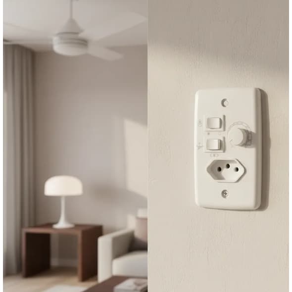 Controle Velocidade Tomada Rotativo Ventilador de Teto Biv 1 lampada (01-05)